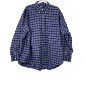 Vintage Ralph Lauren Flannel Big Shirt men’s size XL Blue plaid Pony  Button Up